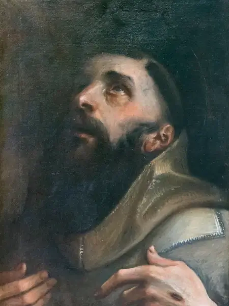 Saint Francis of Assisi, oil paint on canvas, by Annibale Carracci (1585-90). Housed at Museo e Real Bosco di Capodimonte in Napoli, Italy (though these attributions have not been thoroughly substantiated).